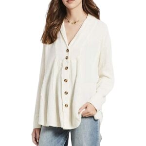 Free People All About The Feels Cream Cotton Peasant Shirt Tunic Women's XS